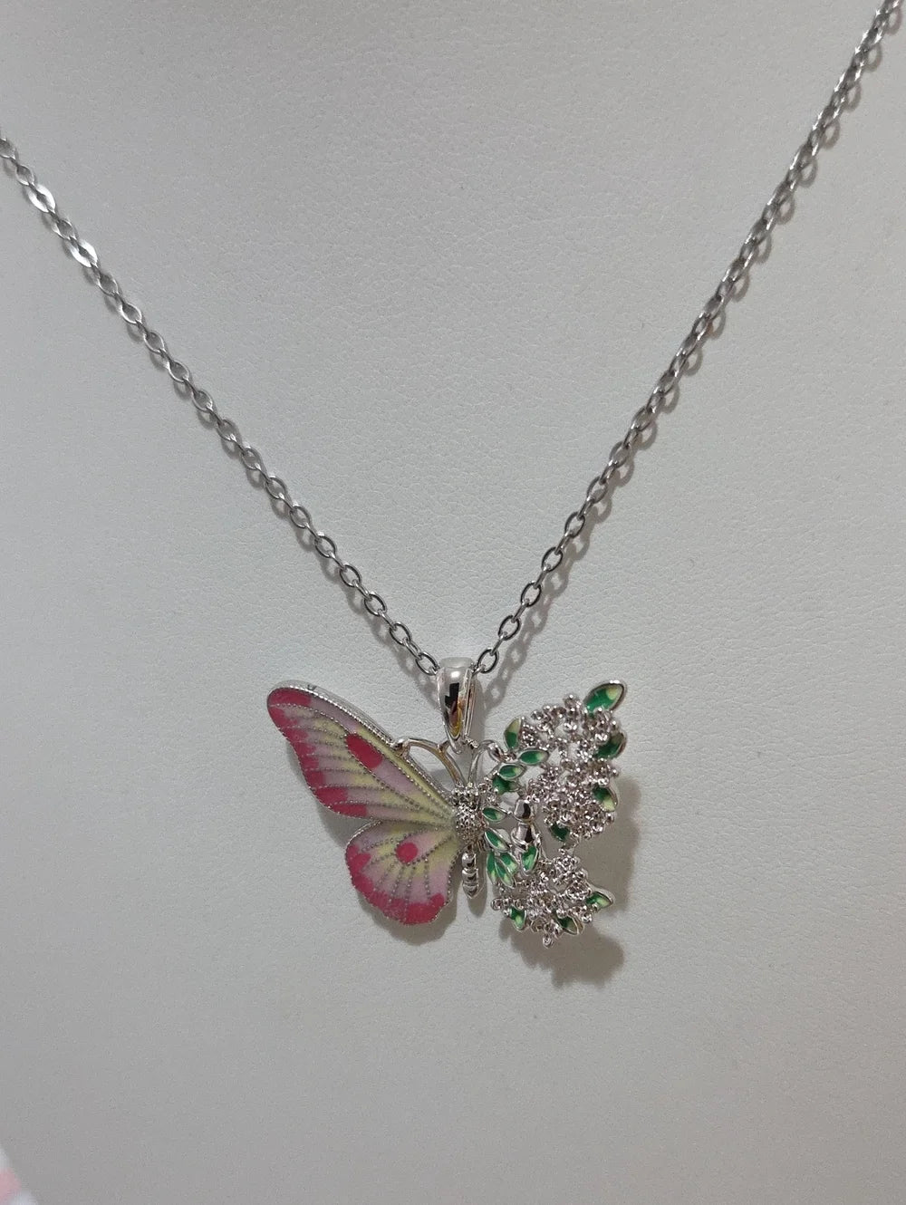 14K Laminated Silver Butterfly Pendant Necklace