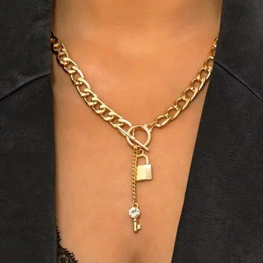 Lock & Key Pendant Chain Necklace