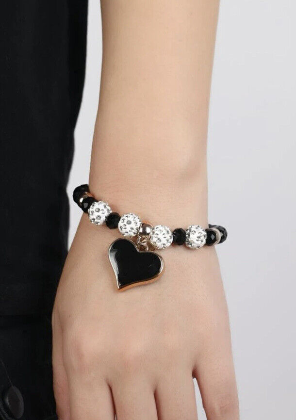 Black & White Rhinestone Stretch Bracelet
