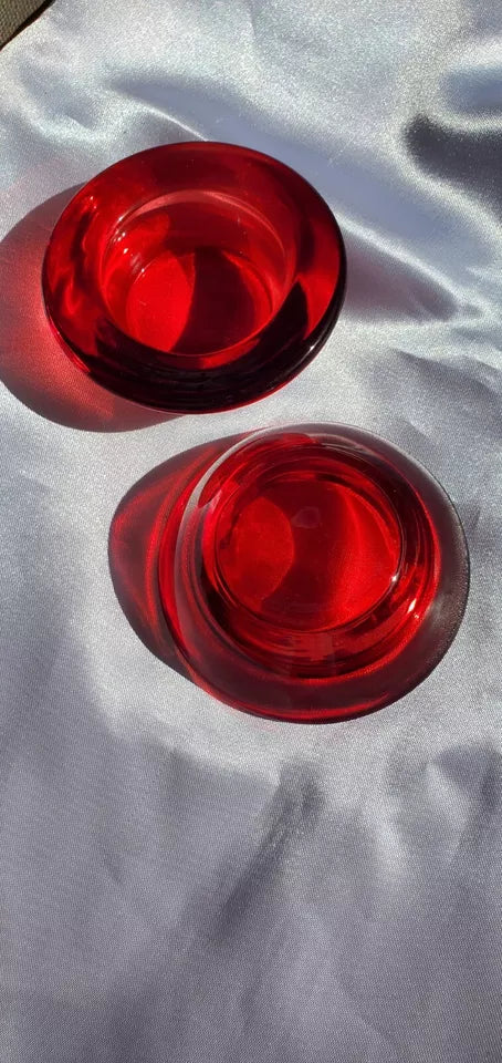 2 pcs  Eastland Chunky Glass Tealight Candle Holder